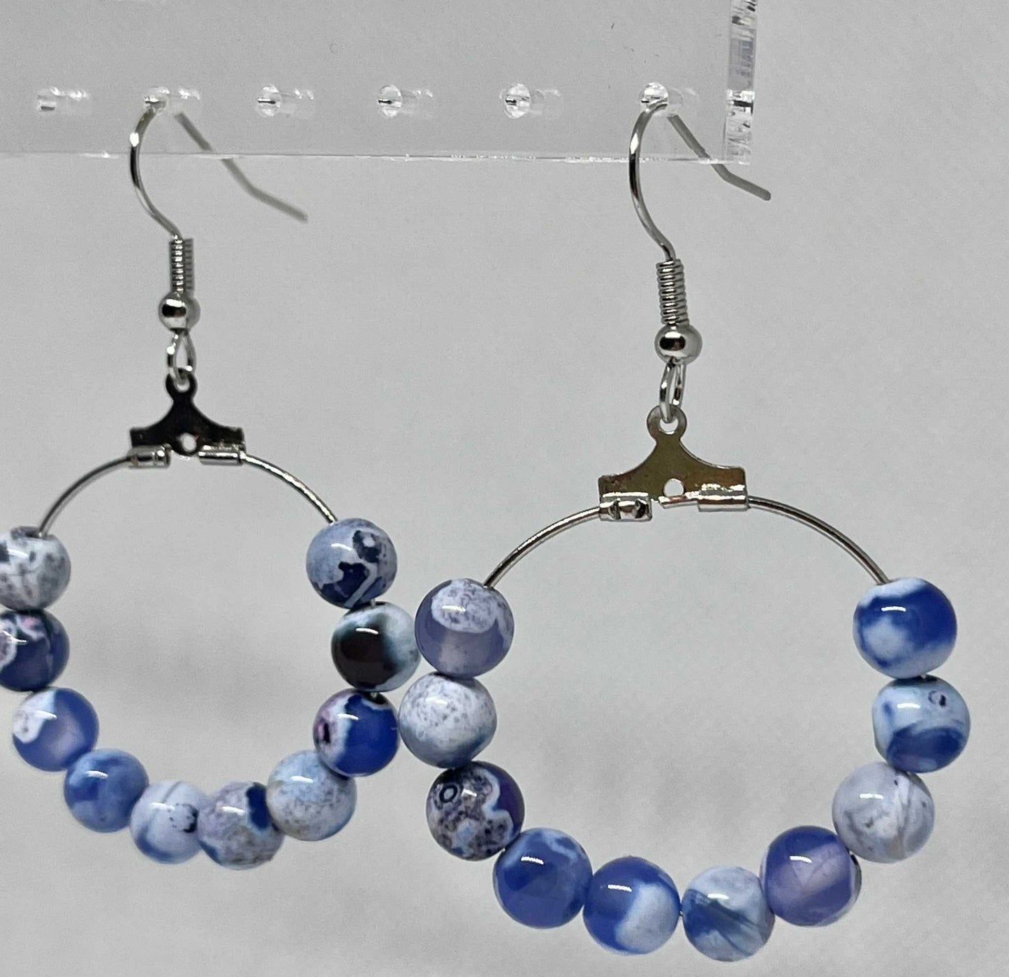 Blue Agate Earrings - Elegant Natural Stone Jewelry