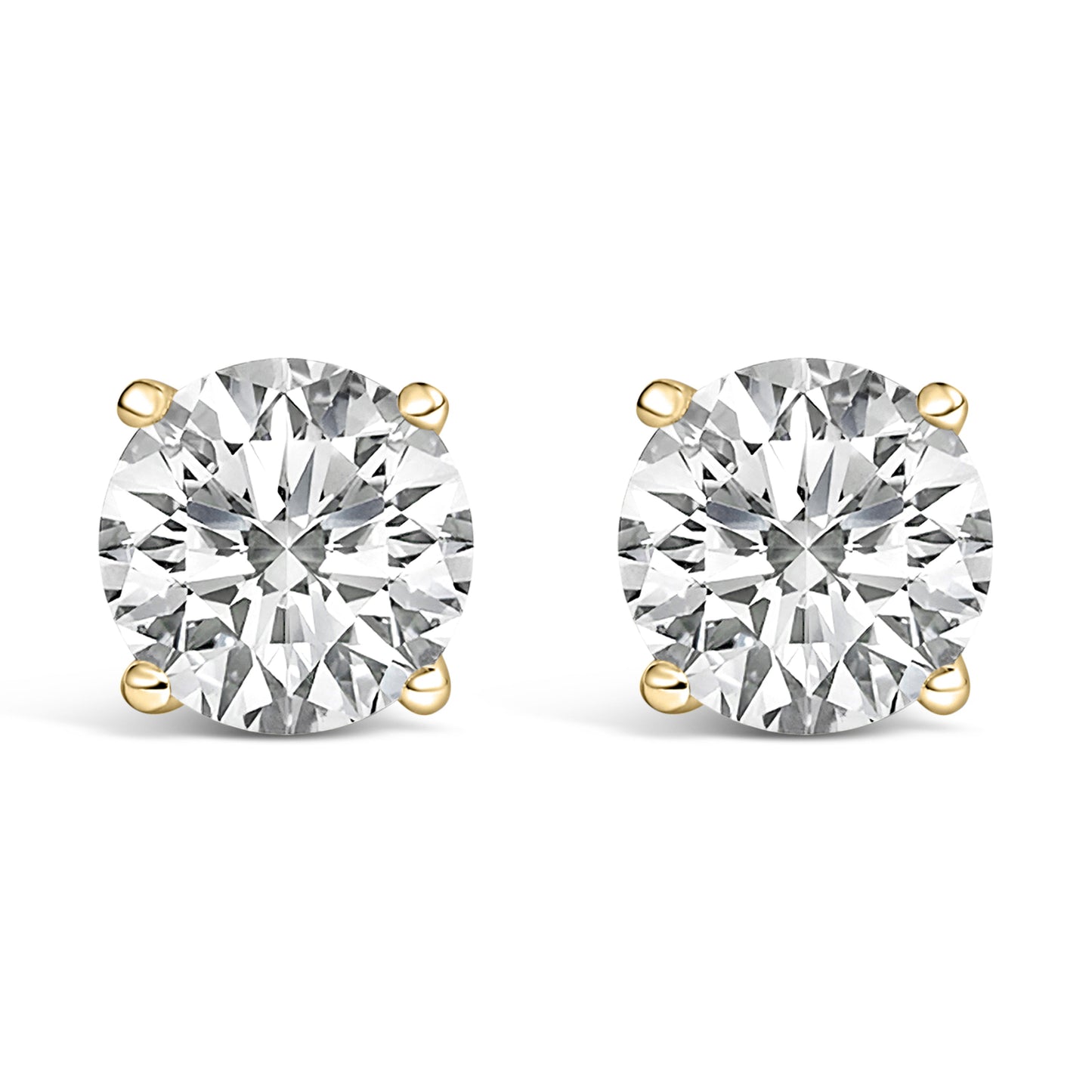 14K White Gold 4.0 Cttw Round Lab Grown Diamond Solitaire Stud Earrings with Screw Backs