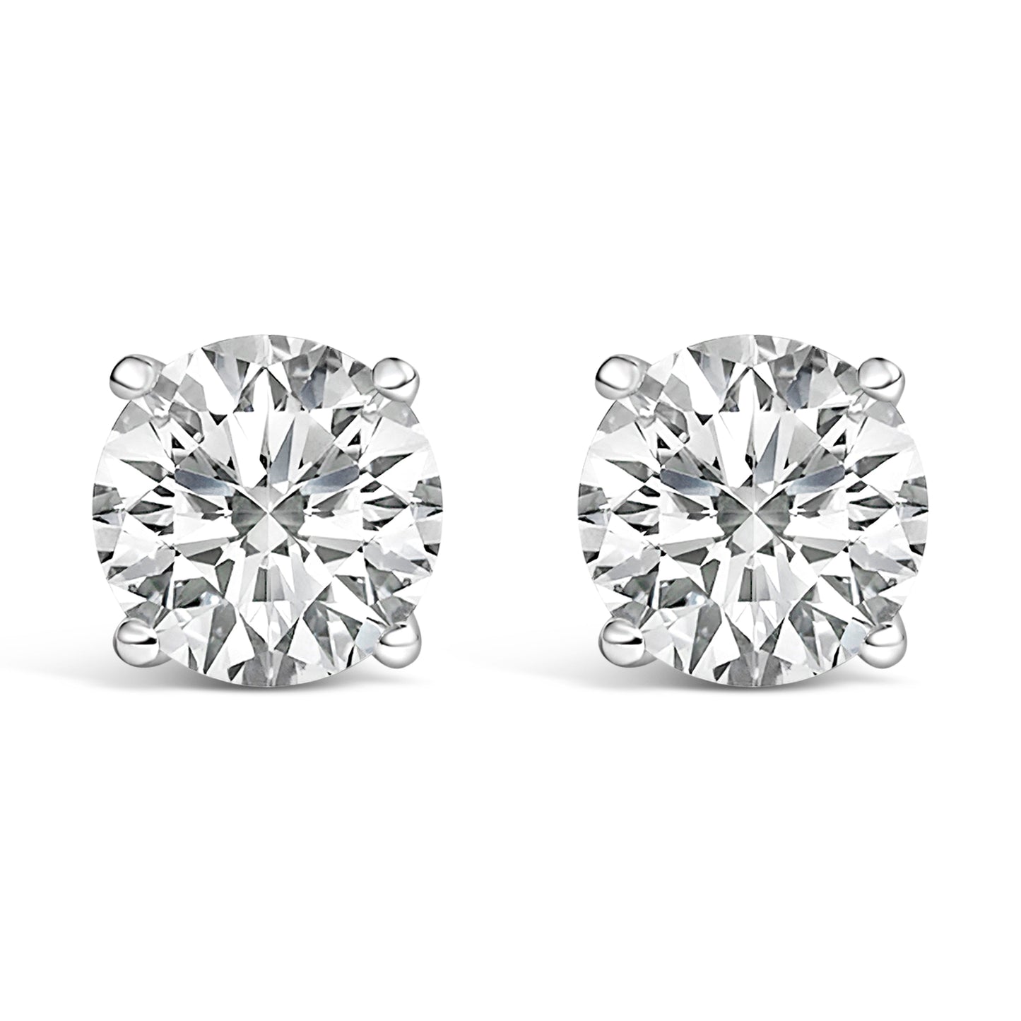 14K White Gold 4.0 Cttw Round Lab Grown Diamond Solitaire Stud Earrings with Screw Backs