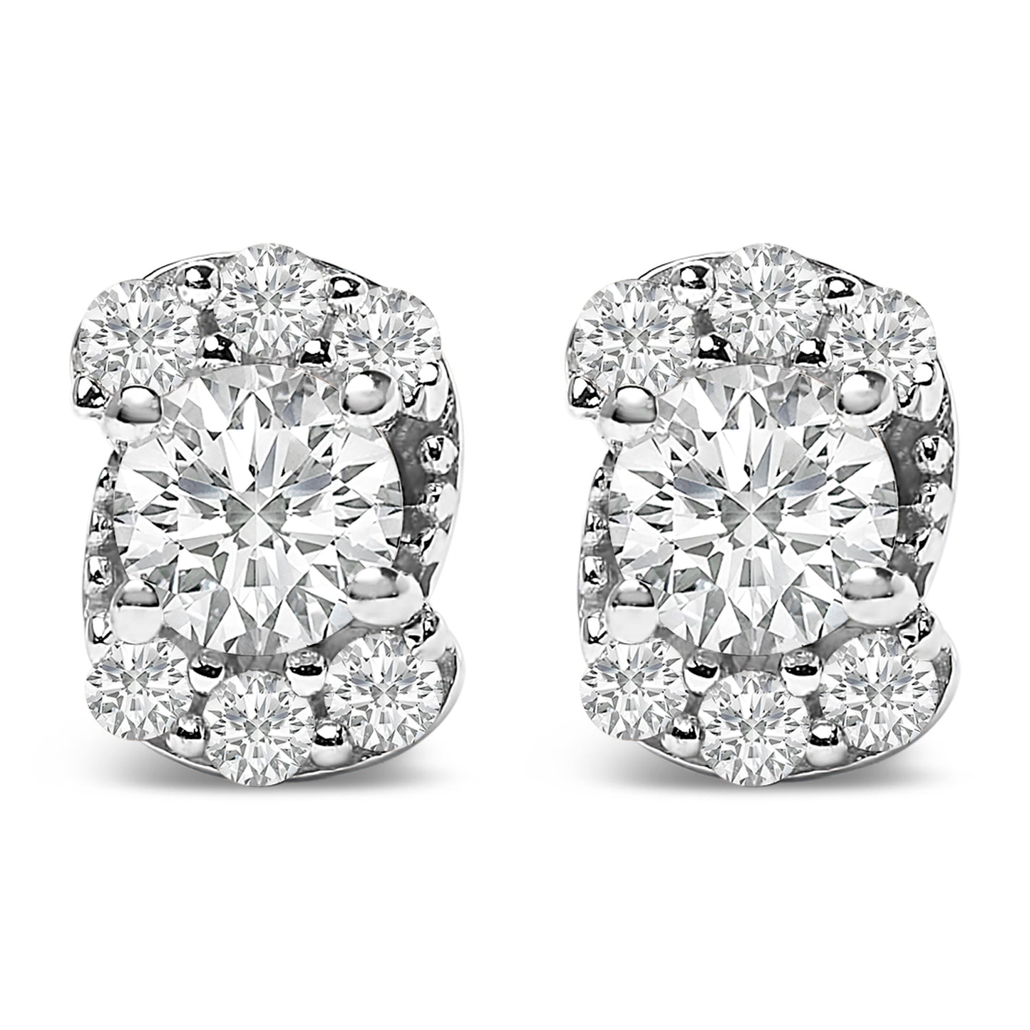 Sterling Silver 1/3 Cttw Lab Grown Diamond Halo Swirl Stud Earrings