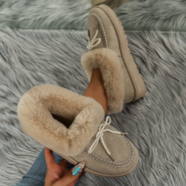 Thermal Fuzzy Tied Round Toe Boots