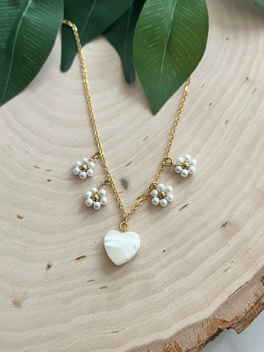 Gold Necklace - Blooming Love Heart Daisy 16K Christian Pendant*ONE LEFT