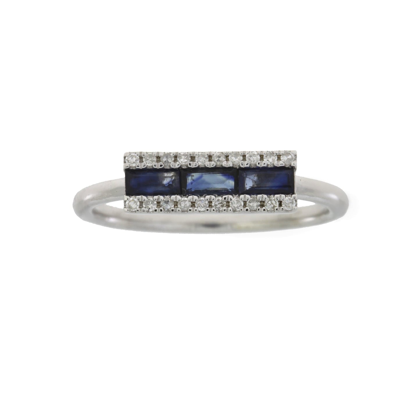 Genuine .63ct Diamond Sapphire Ring 14KT White Gold