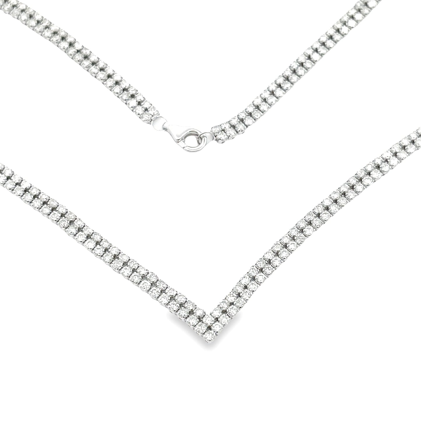 Natural 7.00ct Diamond Tennis Necklace 14KT White Gold