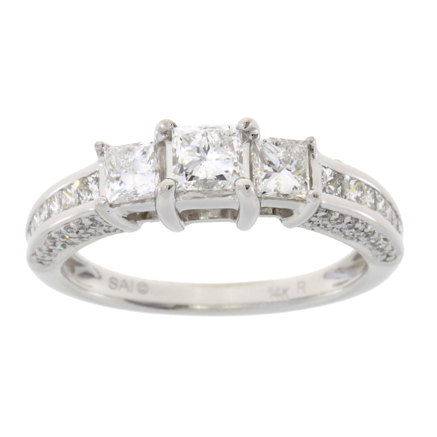 Genuine 1.50ct Diamond 3 Stone Ring 14KT White Gold