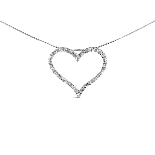 14K White Gold 3.0 Cttw Lab Grown Diamond Open Heart Pendant Necklace