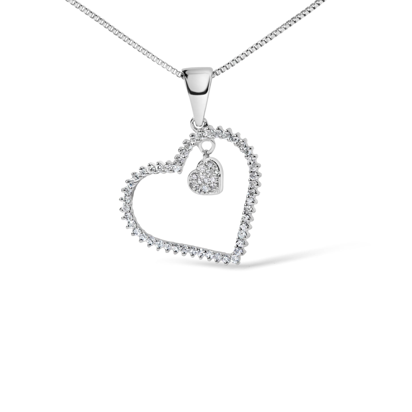 925 Sterling Silver 1/3ct TDW Diamond Heart Pendant Necklace