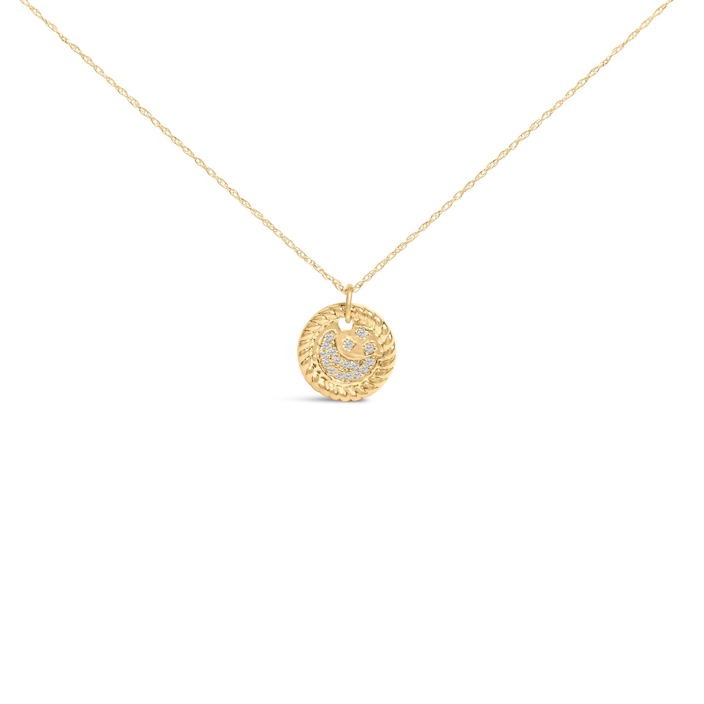 10K Yellow Gold Diamond Accent Crescent Moon Pendant Necklace