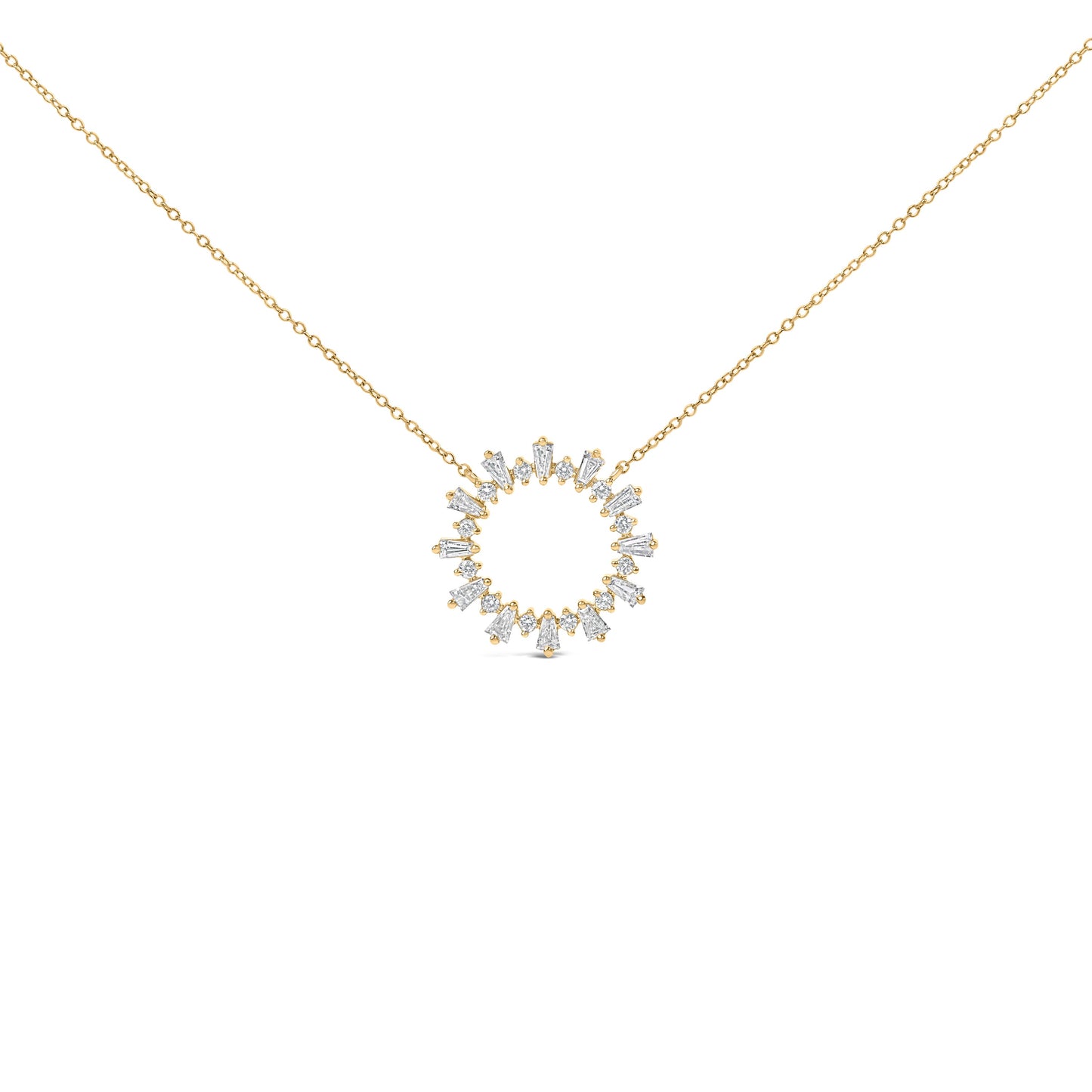 14K Yellow Gold Plated Sterling Silver 3/4 Cttw Diamond Starburst Pendant Necklace