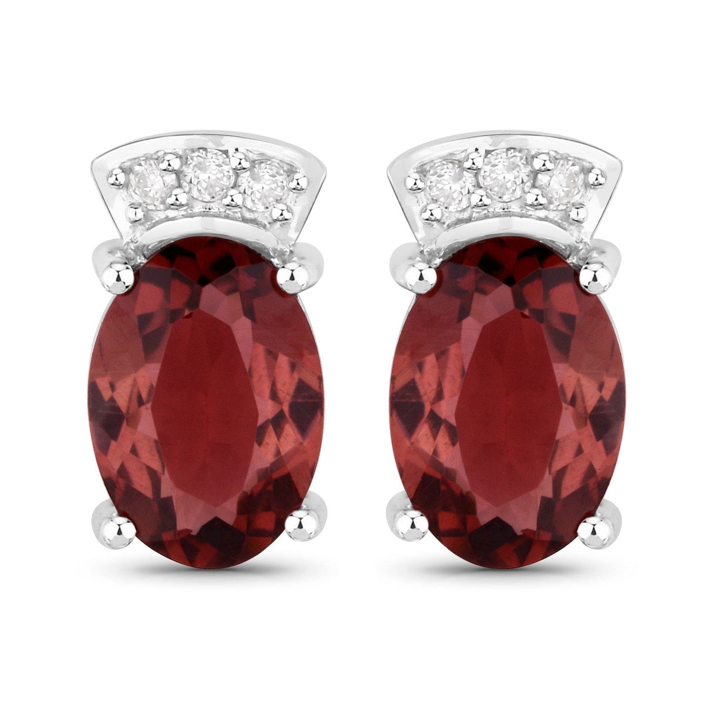 1.35 Carat Genuine Pink Tourmaline and White Diamond 14K White Gold Earrings