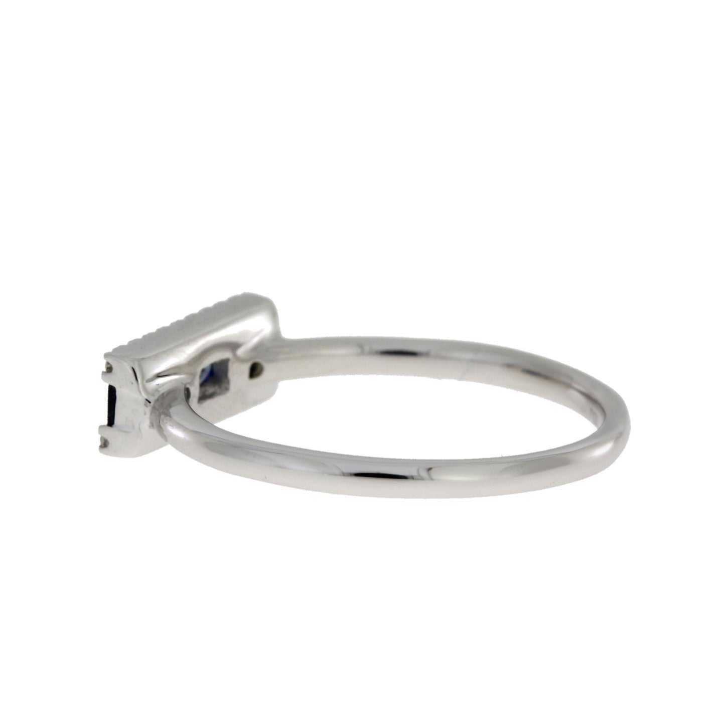 Genuine .63ct Diamond Sapphire Ring 14KT White Gold