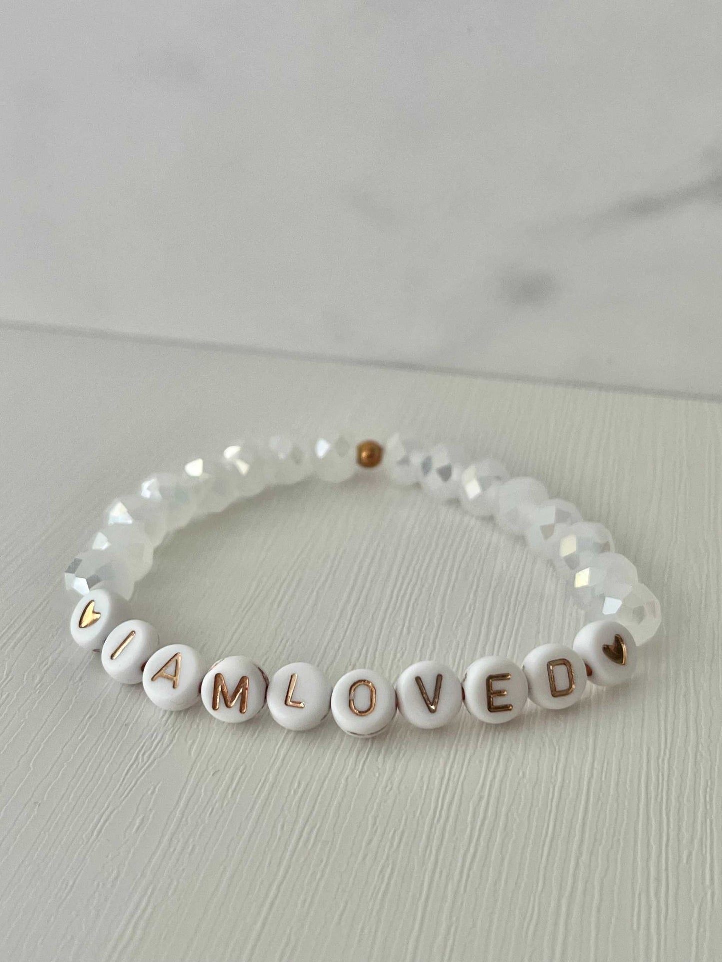 I Am Loved Pink Opal and White Bead Bracelet – Christian Jewelry