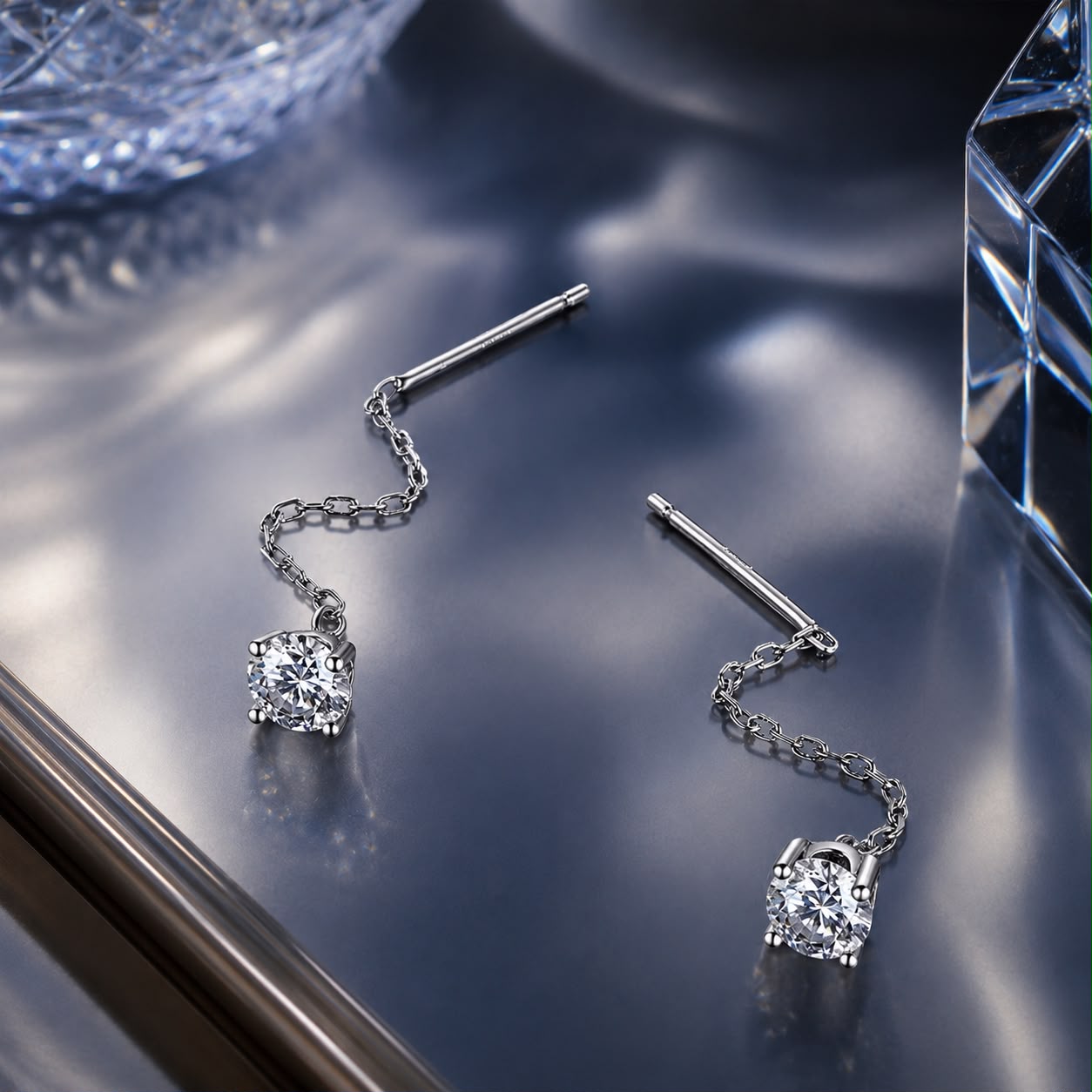 925 Sterling Silver 4.0 Carat Moissanite Earrings for Women