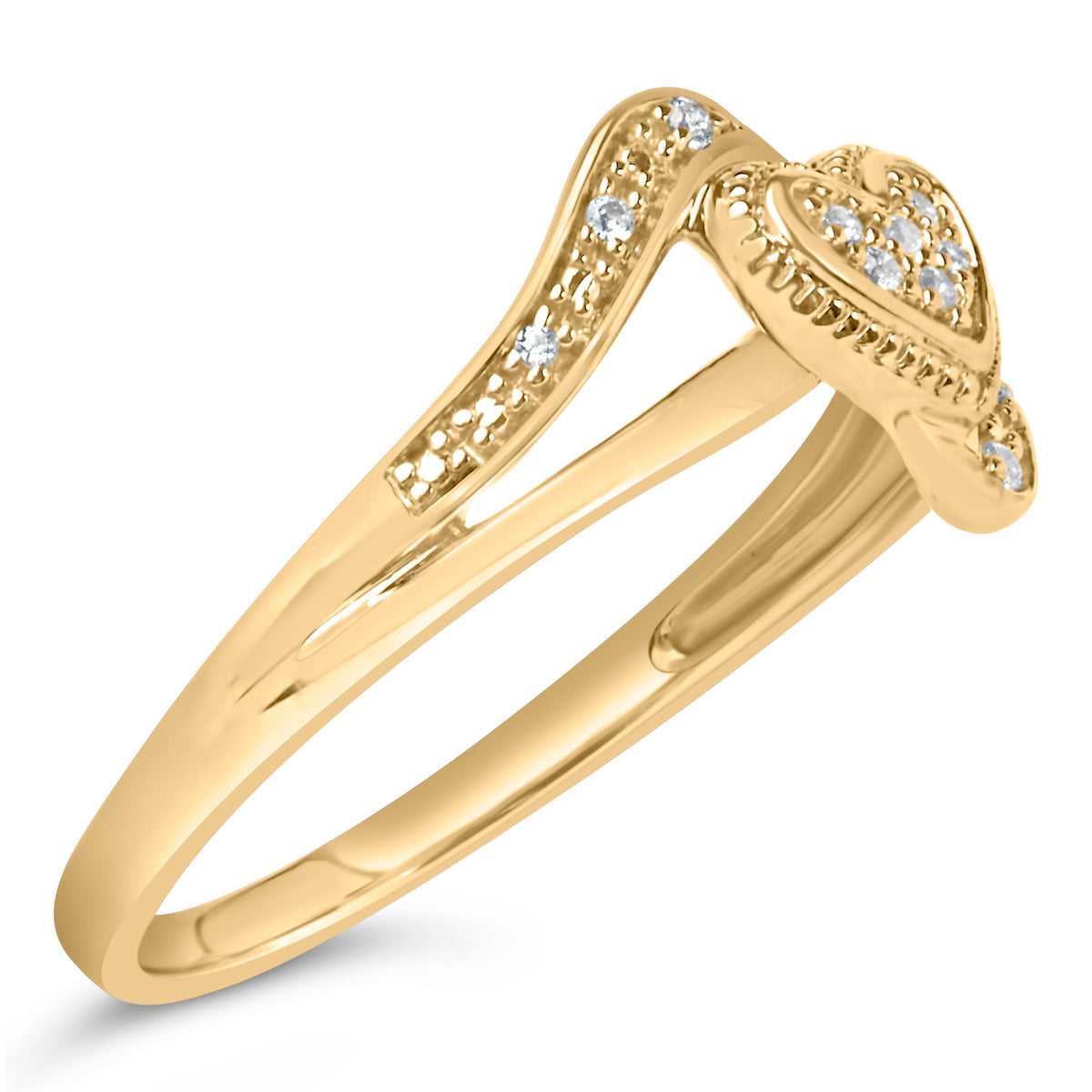 14K Yellow Gold Plated .925 Sterling Silver Diamond Accent Filigree Heart Promise Ring (I-J Color, I3 Clarity)- Size 7
