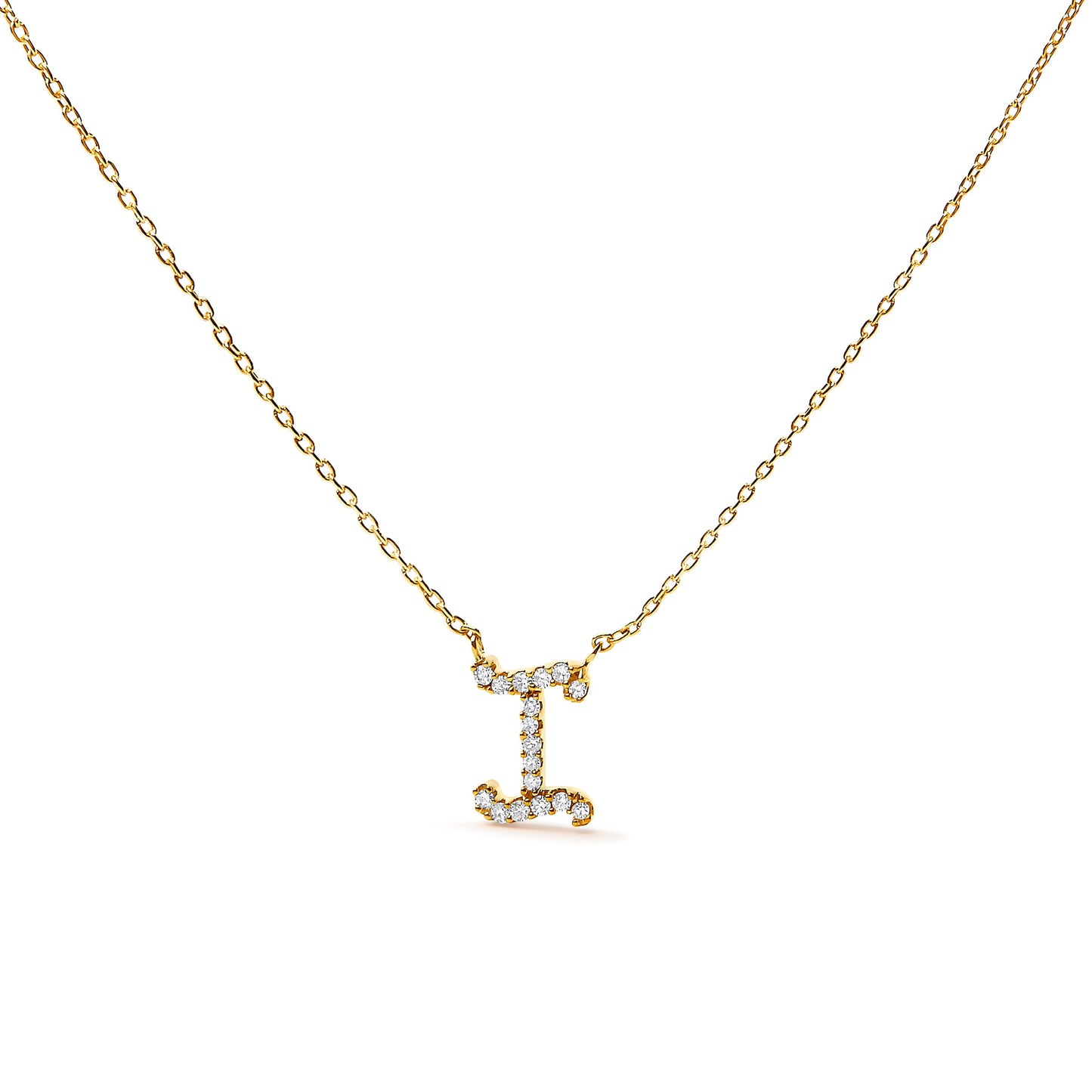 14K White Gold Diamond Accent "A" Initial Script Style Pendant Necklace