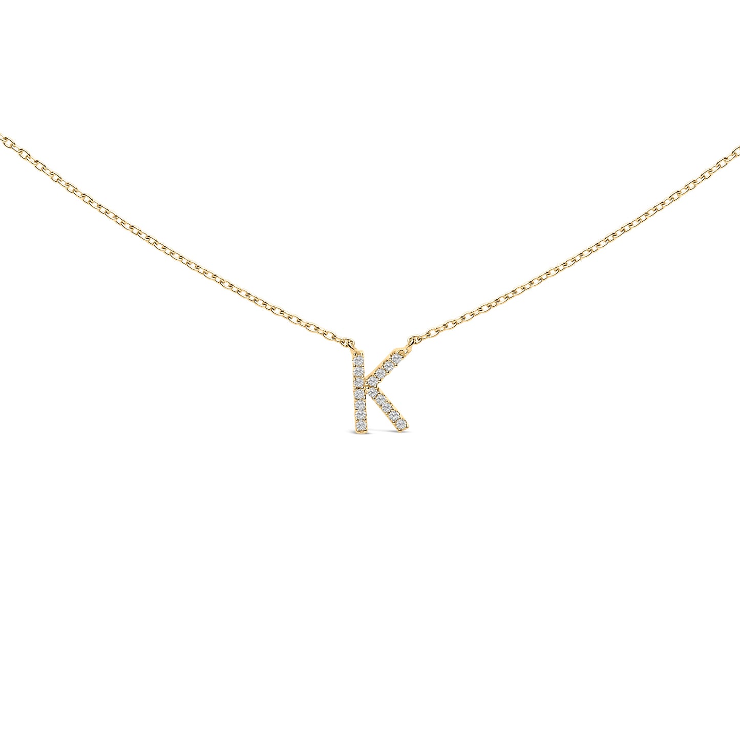 10K White Gold Diamond Accent "A" Block Initial Pendant Necklace
