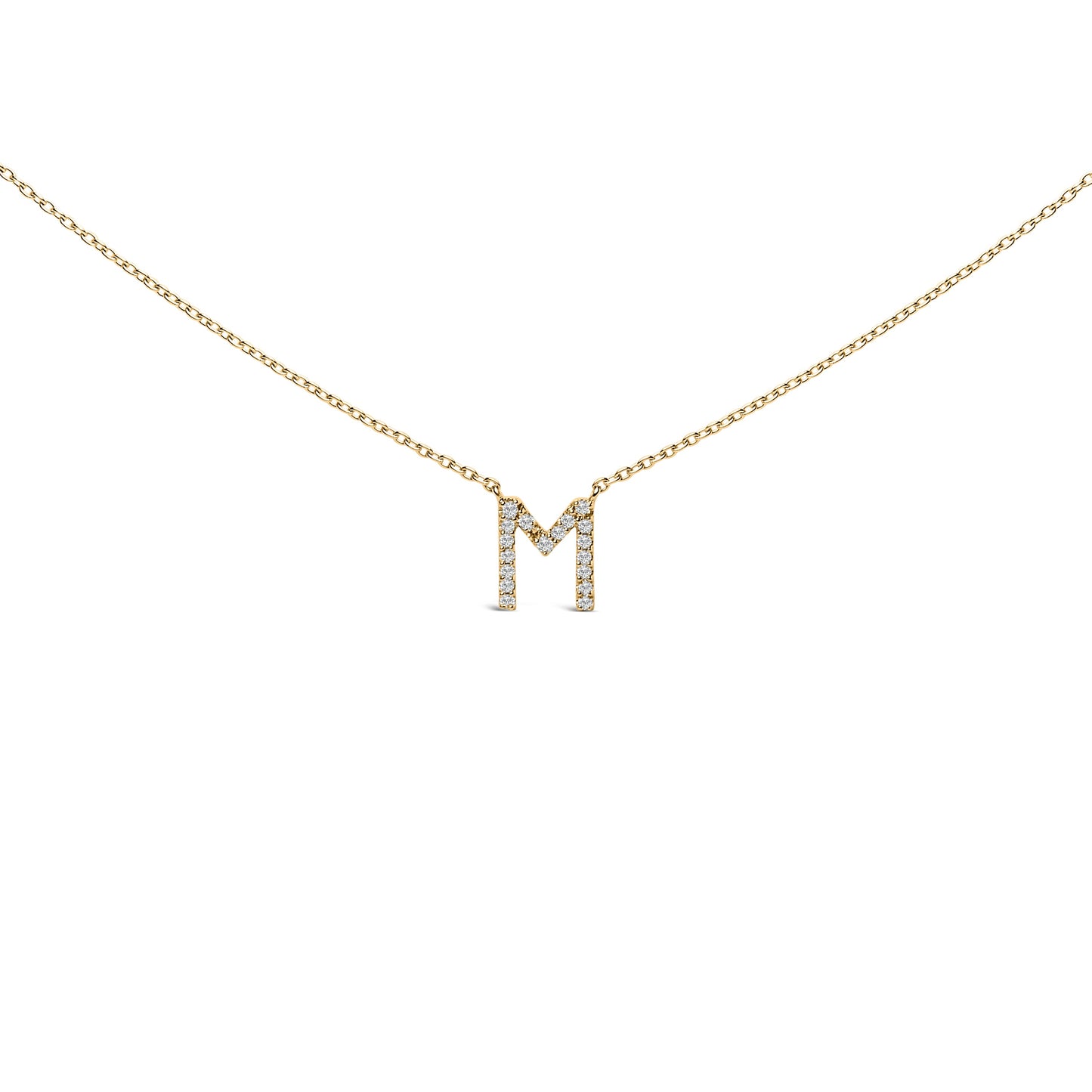 10K White Gold Diamond Accent "A" Block Initial Pendant Necklace