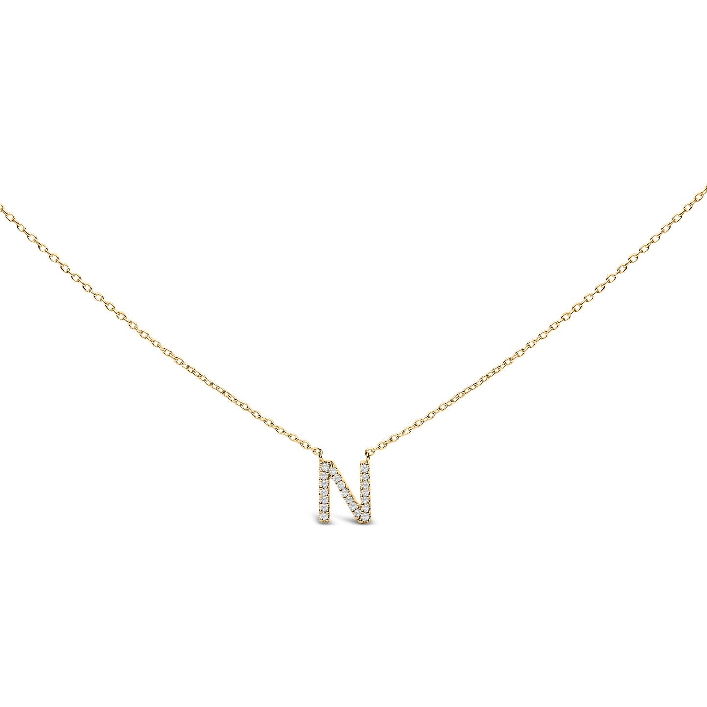 10K White Gold Diamond Accent "A" Block Initial Pendant Necklace