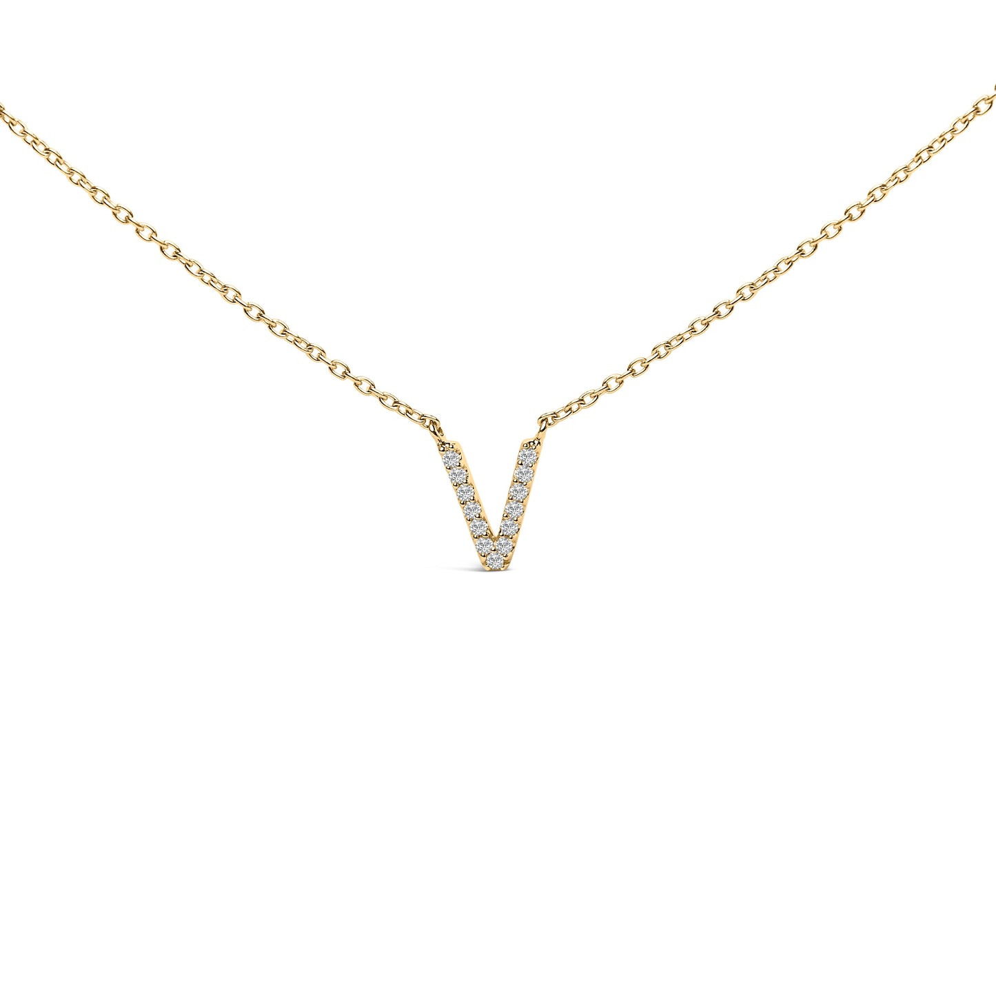 10K White Gold Diamond Accent "A" Block Initial Pendant Necklace