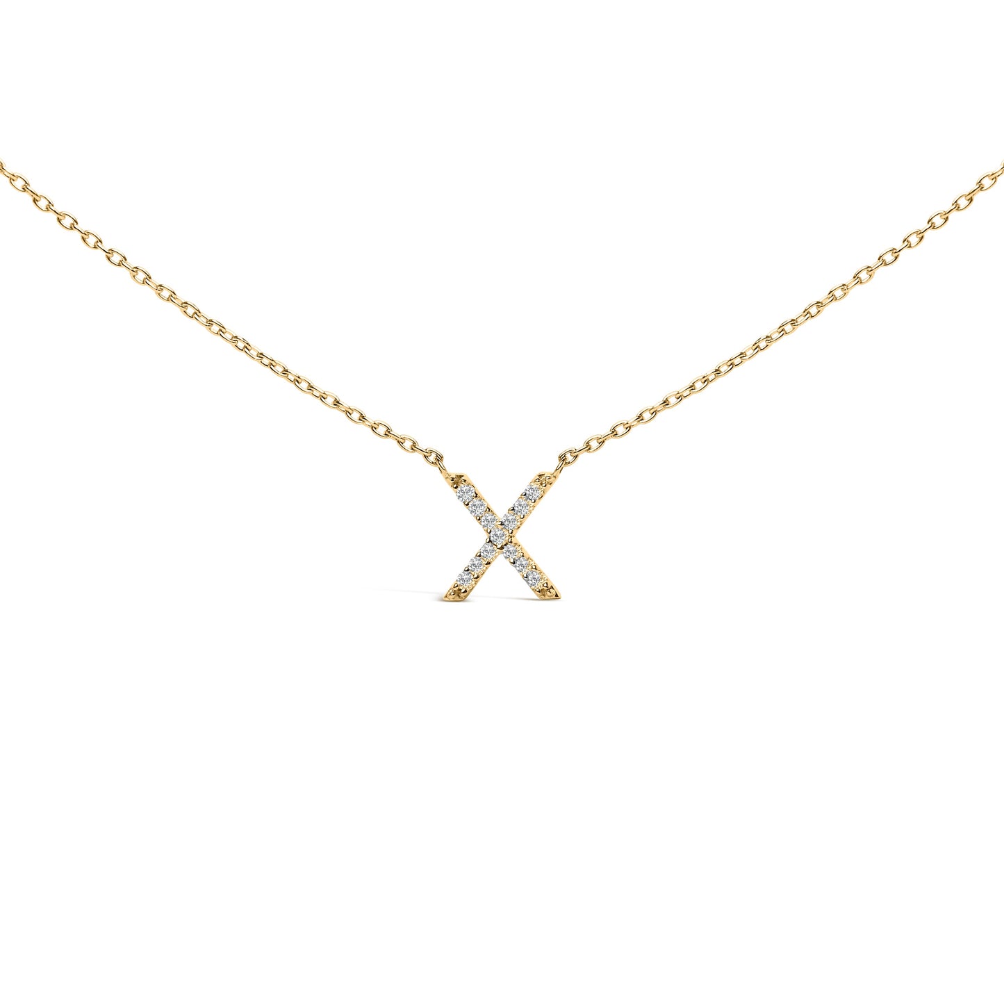 10K White Gold Diamond Accent "A" Block Initial Pendant Necklace