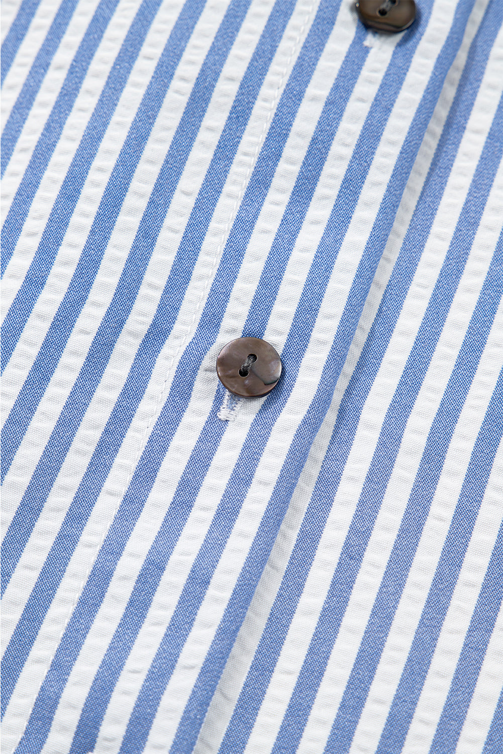 Sky Blue Contrast Leopard and Stripes Button Up Shirt
