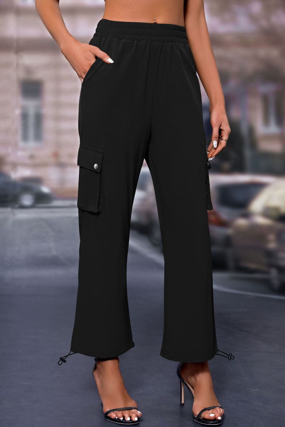 Elastic Waist Pants with Pockets