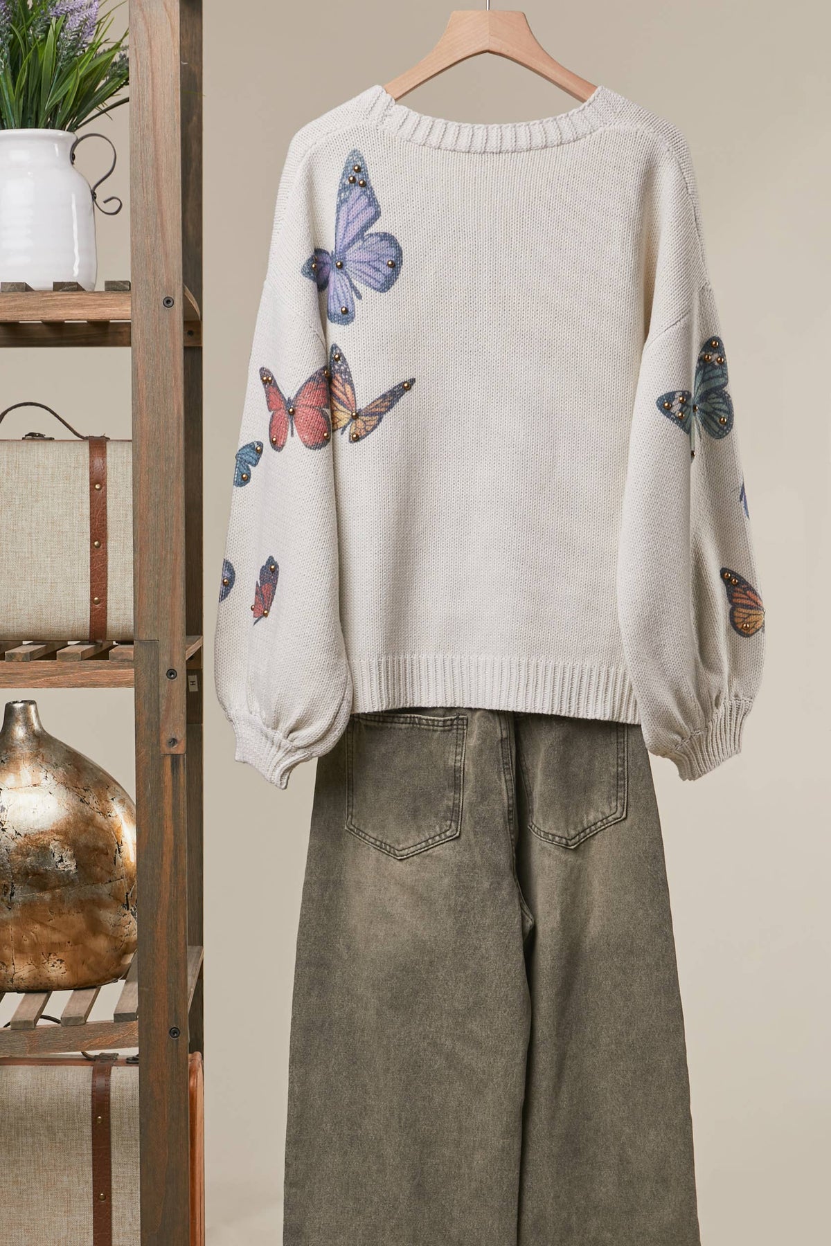 Ivory Butterfly Garden Knit Cardigan