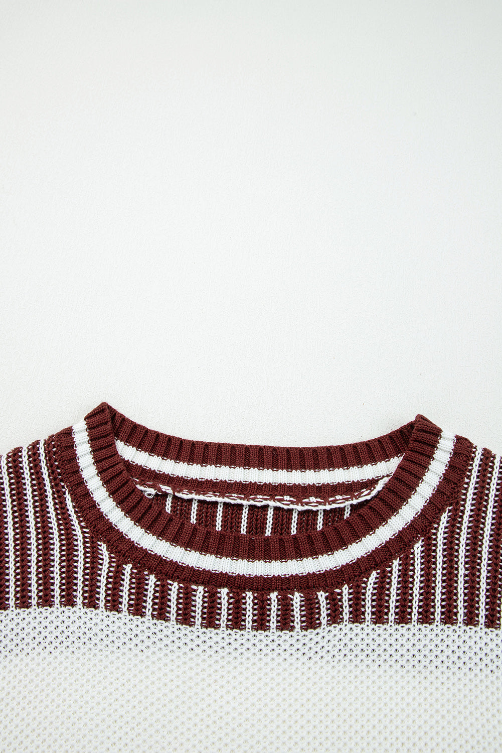 Light Blue Two Tone Striped Patchwork Drop Shoulder Sweater