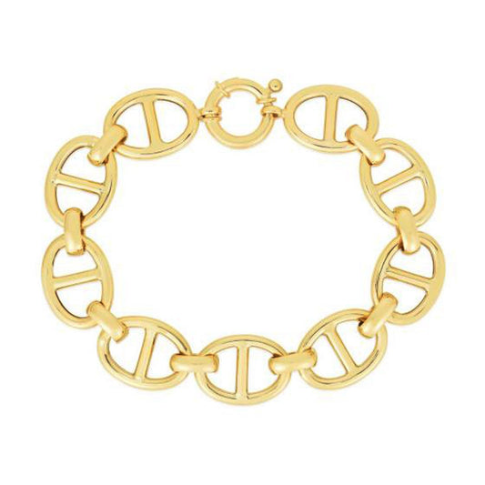 14k Yellow Gold High Polish Mariner Link Bracelet  (13.80 mm)