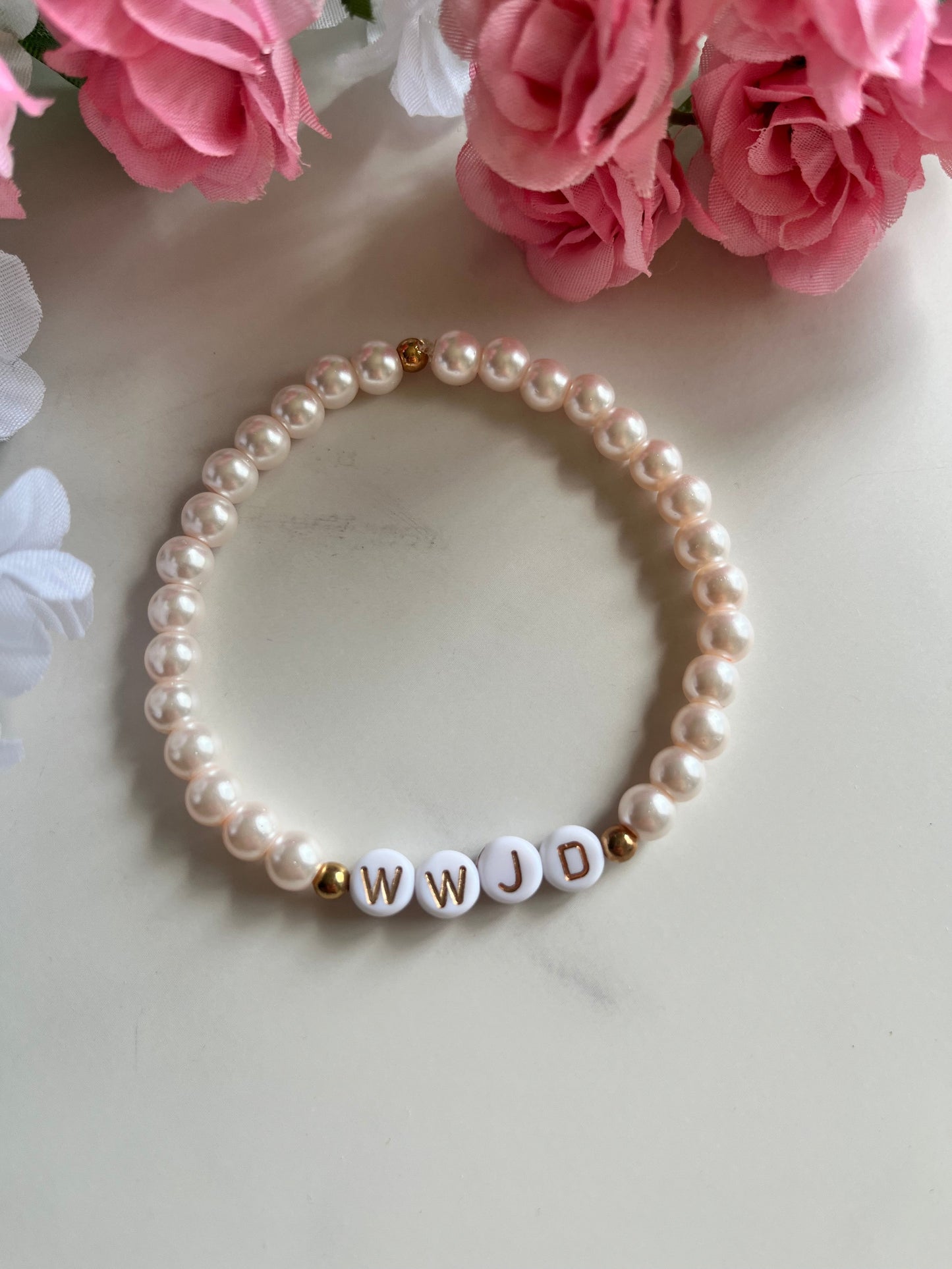 WWJD Bead Bracelet - Multi-Color Natural Stone Faith Jewelry