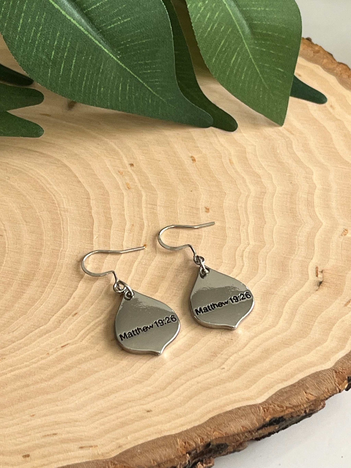 With God All Things Are Possible Silver Earrings - Christian Jewelry