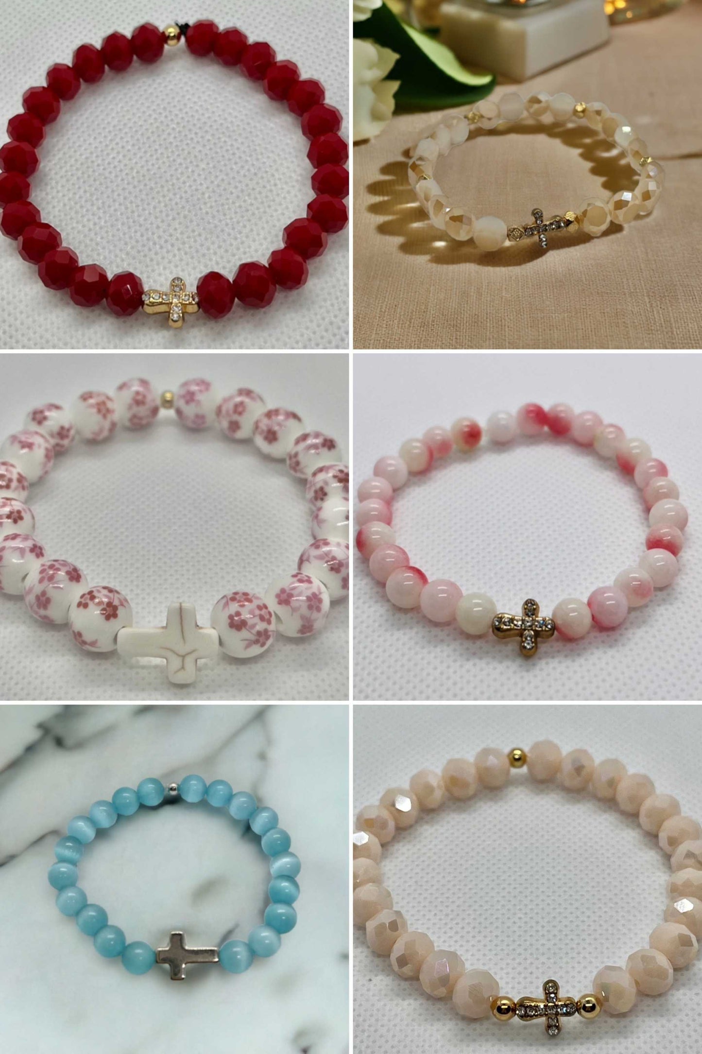 Cross Bead Bracelet Collection - Faith-Inspired Jewelry