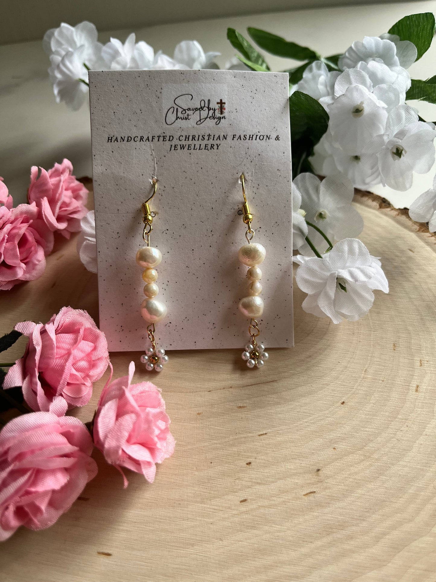 Pearl Daisy Gold Earrings – Christian Jewelry Inspired by Proverbs 31
