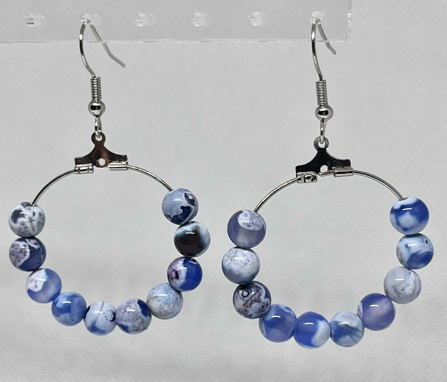 Blue Agate Earrings - Elegant Natural Stone Jewelry