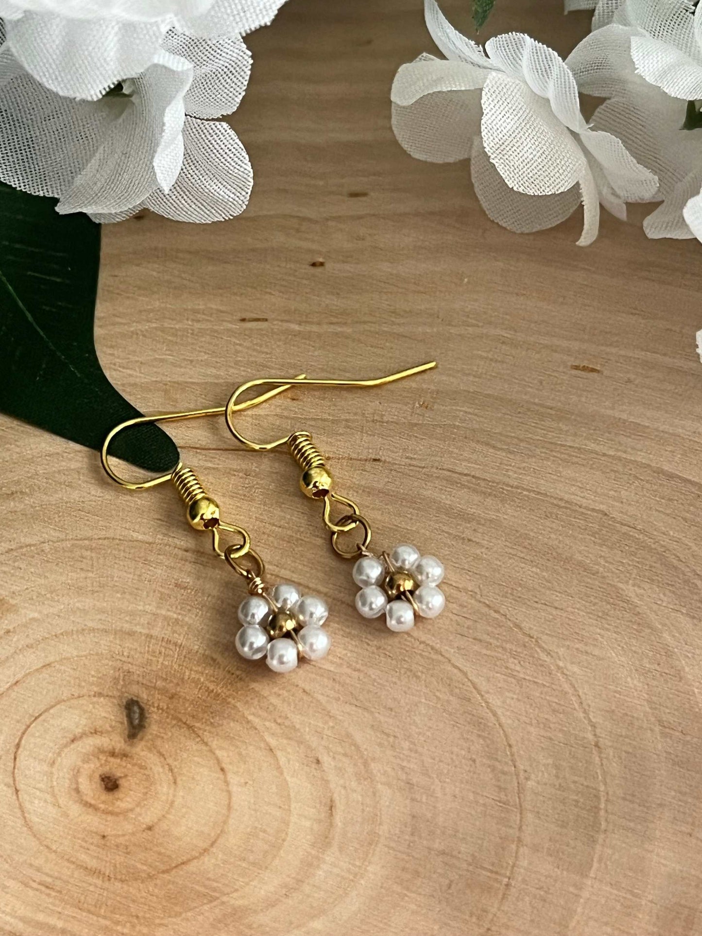 Gold Flower Earrings - Blooming in Faith Daisy Floral Gold Earrings
