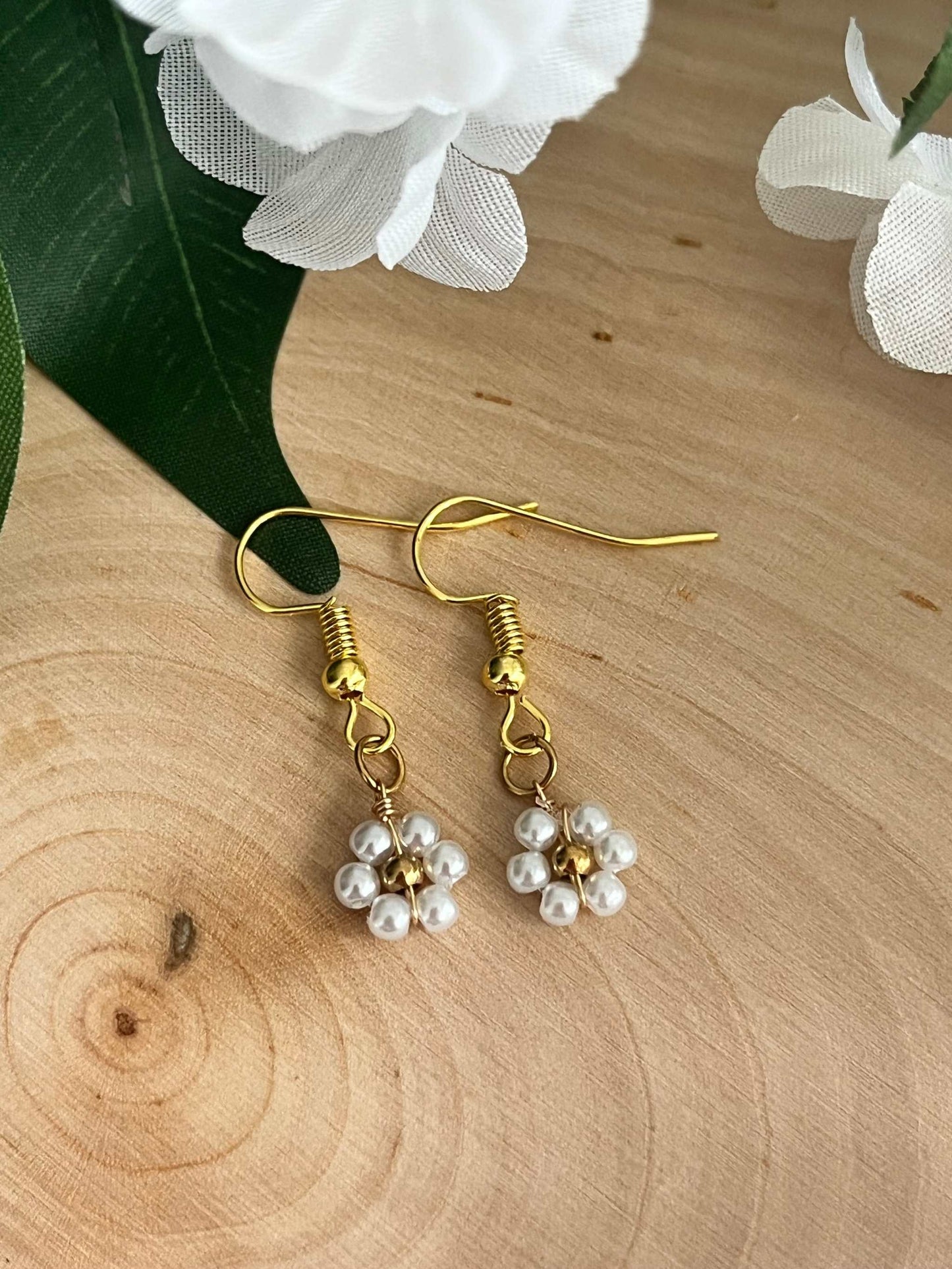 Gold Flower Earrings - Blooming in Faith Daisy Floral Gold Earrings