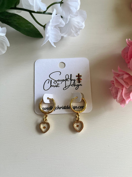 Heart Mustard Seed Huggie Earrings