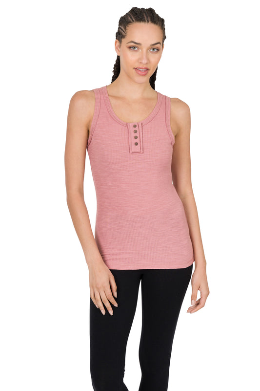 Ribbed Tank Top with buttons