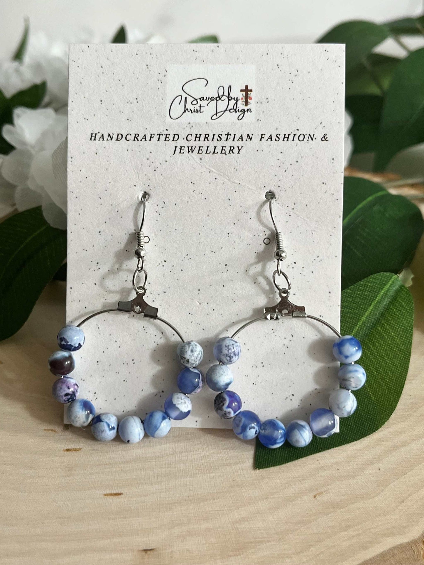 Blue Agate Earrings - Elegant Natural Stone Jewelry