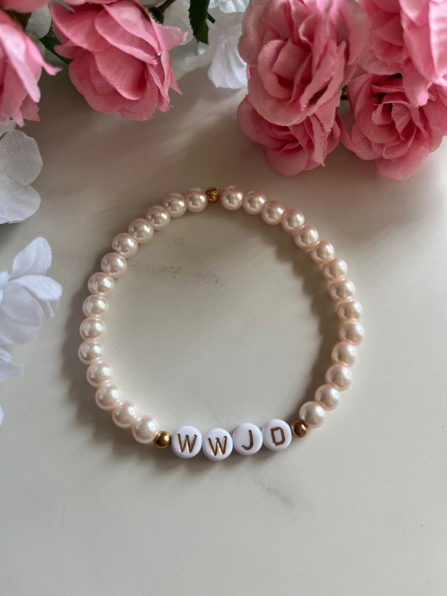 WWJD Bead Bracelet - Multi-Color Natural Stone Faith Jewelry