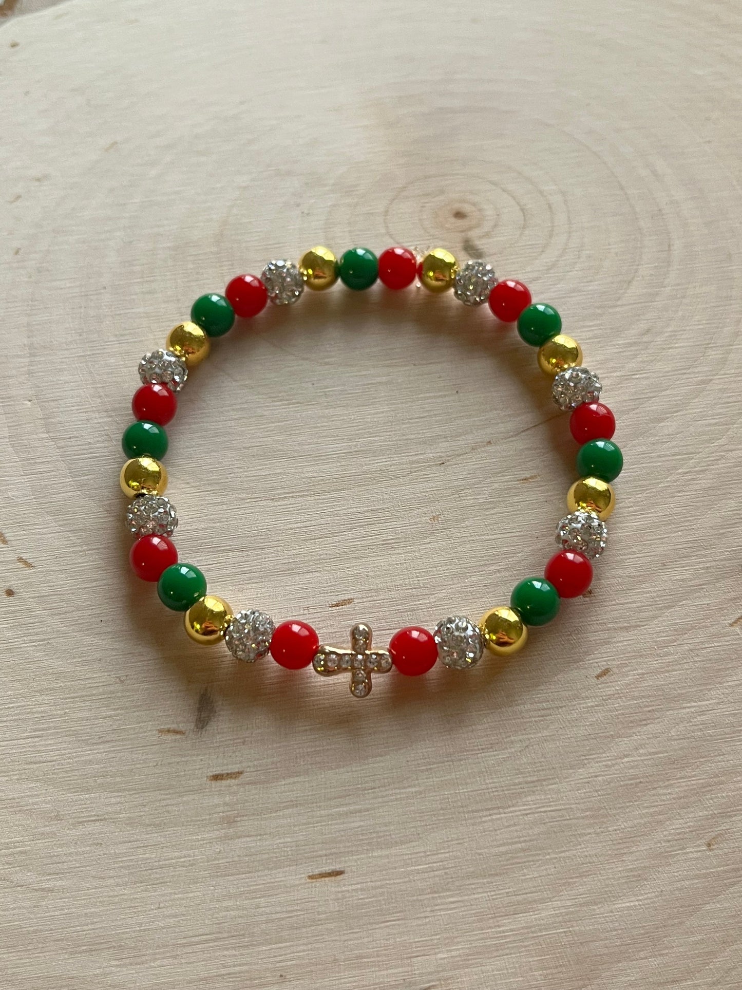 Noel Christmas Cross Bead Bracelet – Christian Holiday Jewelry Gift for Women