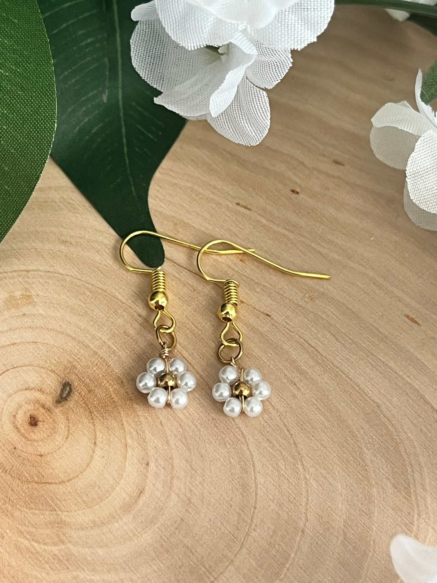 Gold Flower Earrings - Blooming in Faith Daisy Floral Gold Earrings
