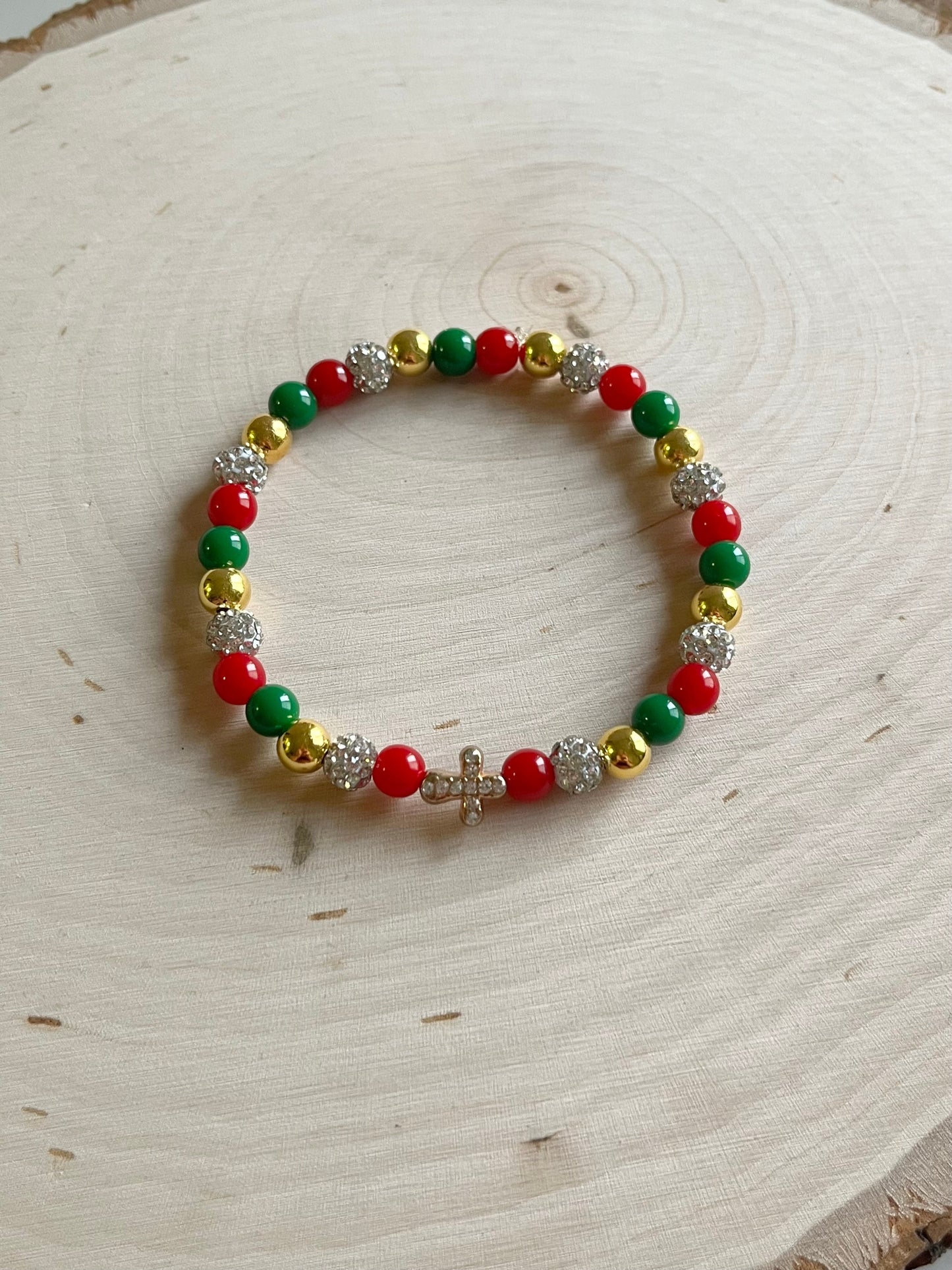 Noel Christmas Cross Bead Bracelet – Christian Holiday Jewelry Gift for Women