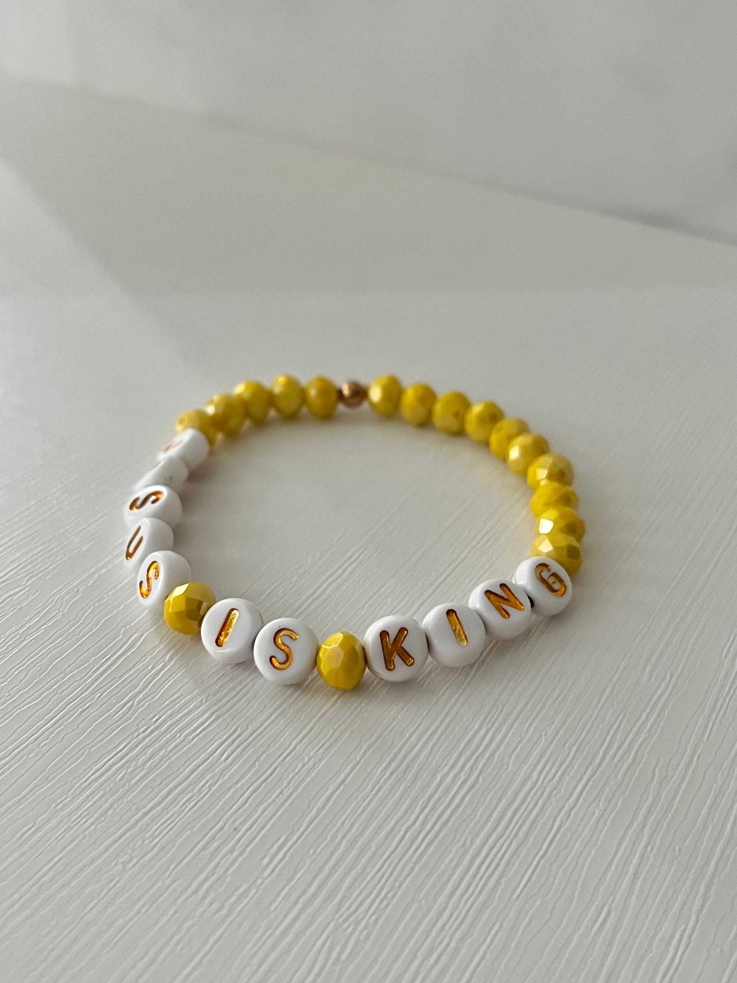 Jesus Is King Bead Bracelet – Vibrant Yellow Faith Jewelry