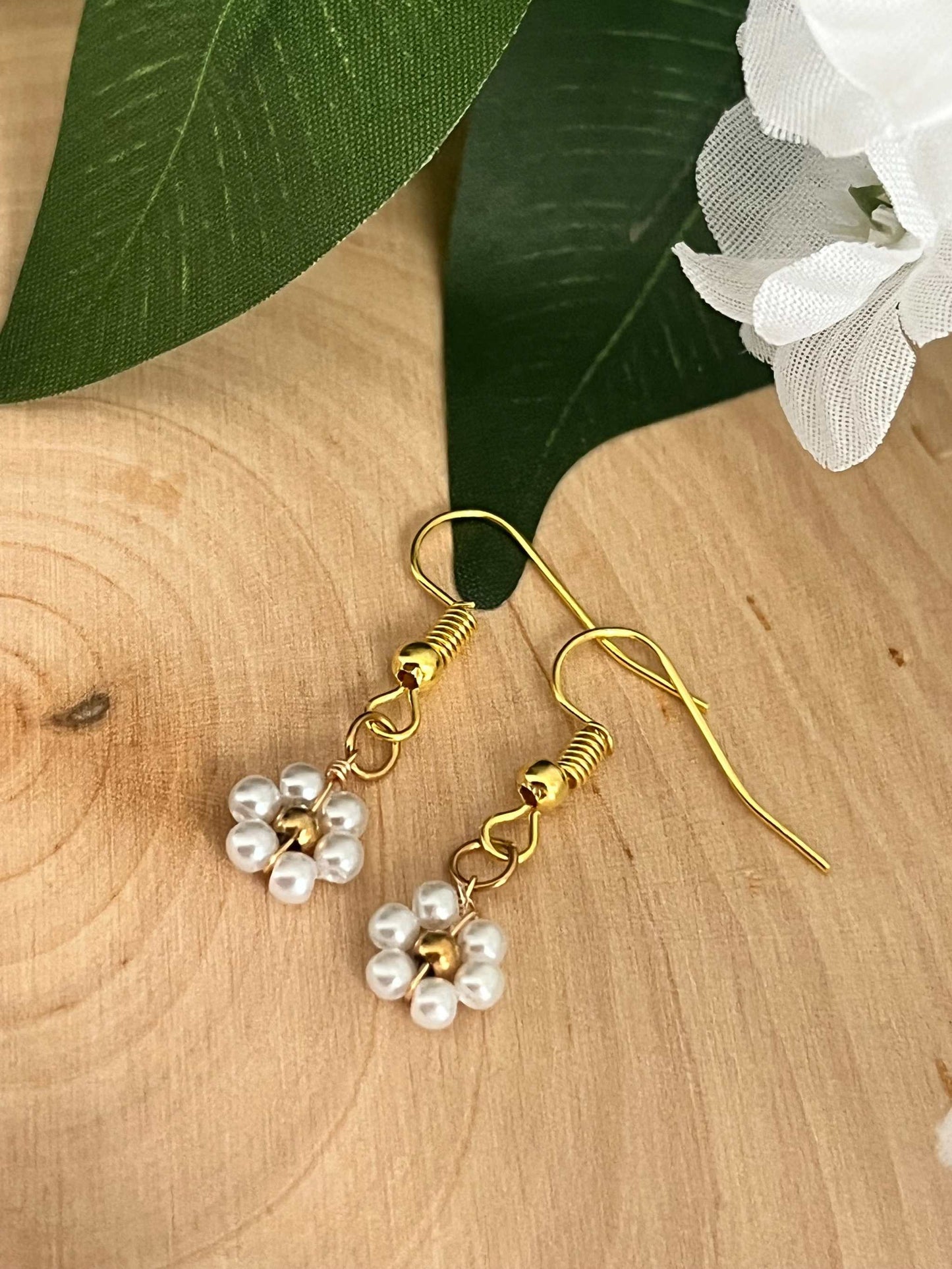 Gold Flower Earrings - Blooming in Faith Daisy Floral Gold Earrings