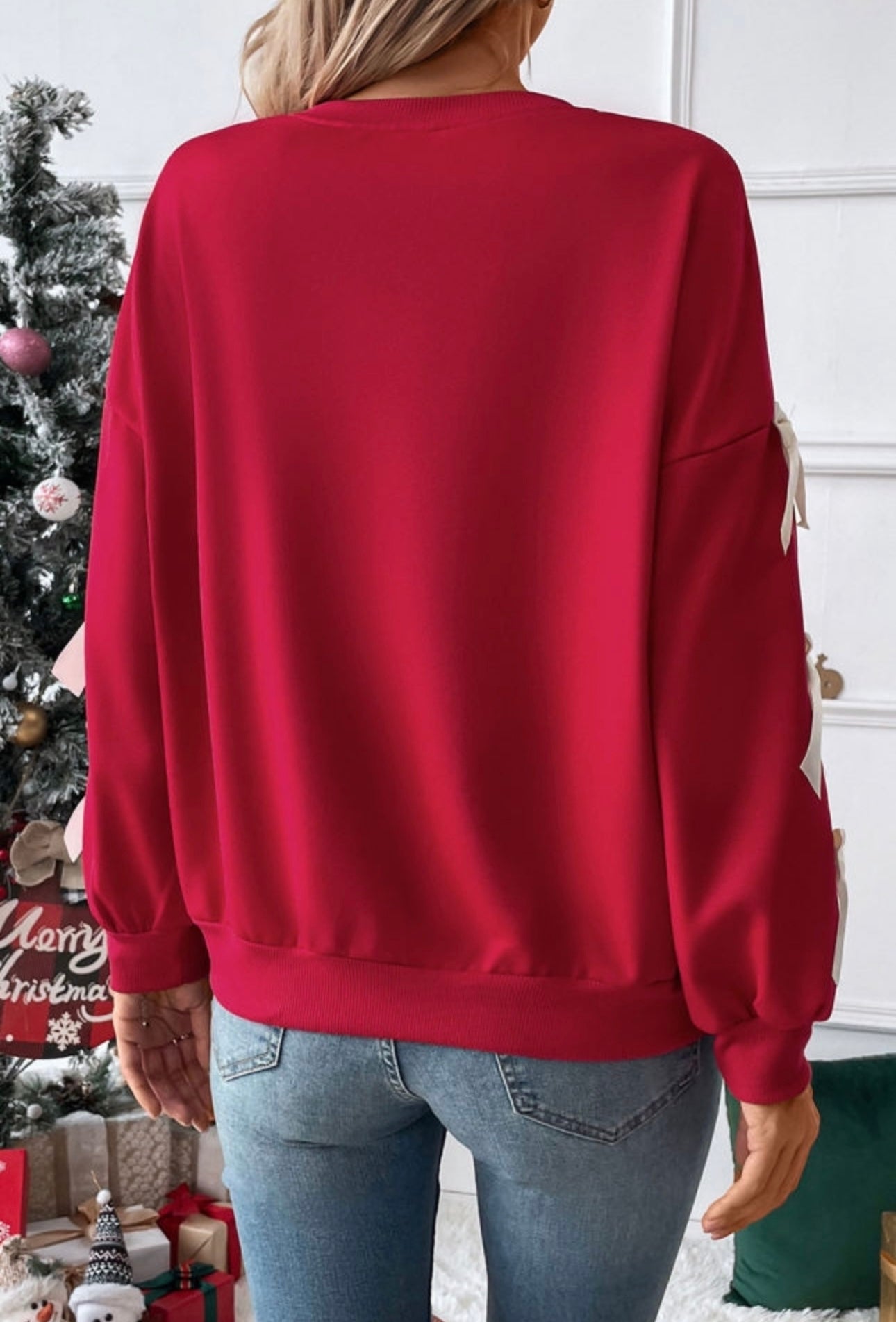 Fiery Red Bow Sweatshirt
