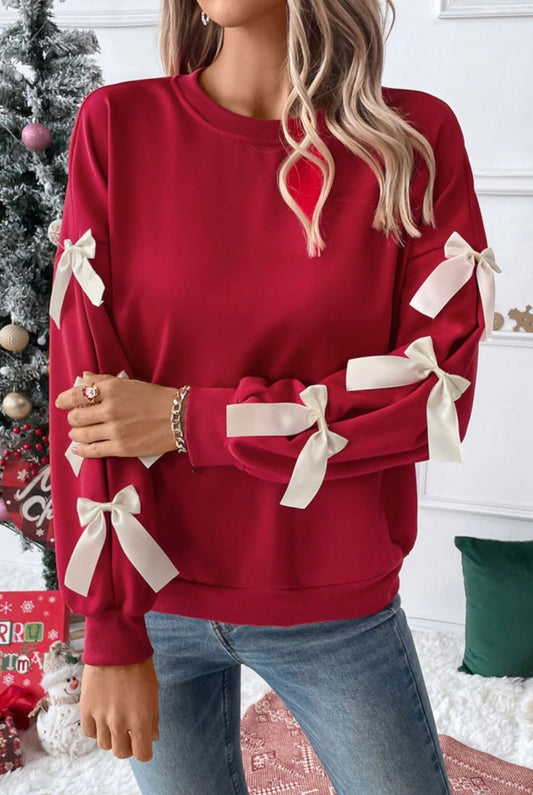 Fiery Red Bow Sweatshirt