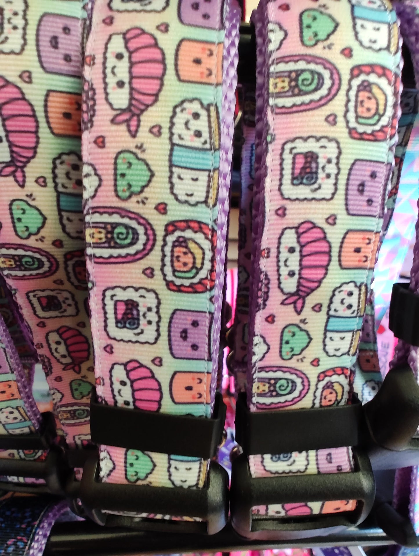 Sushi Friends Lavender Nylon Dog Collar MD, LG, XL, Leash