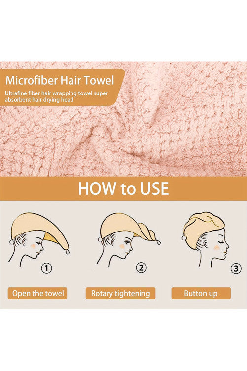 Pink Super-Absorbent Quick Drying Microfiber Hair Towel