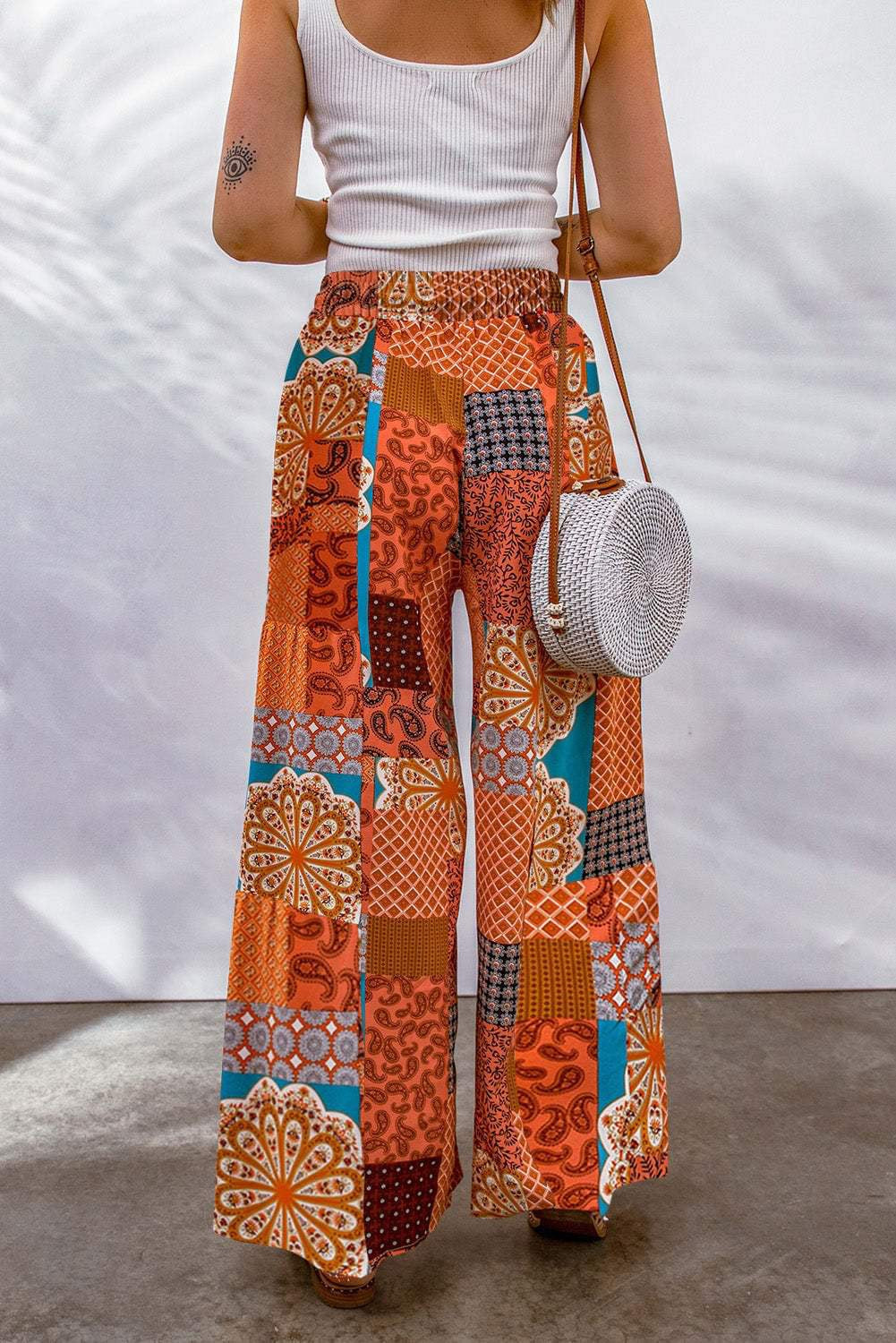 Orange Boho Wide Leg Pants